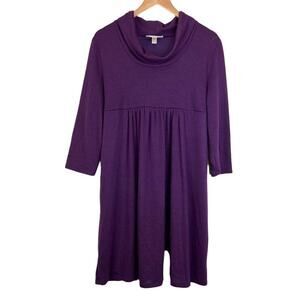 Three Seasons Maternity sweater dress XL cowlneck tie back 3/4 sleeve purple